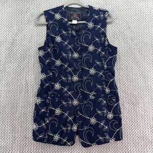 VTG The Limited Collection Vest Women S Blue Wool Floral Embroidered Art To Wear